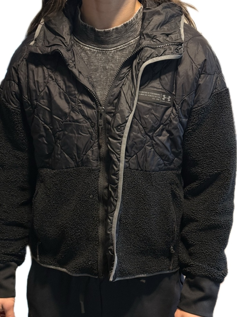 Under Armour Black Quilted Puffer Jacket with Hood
